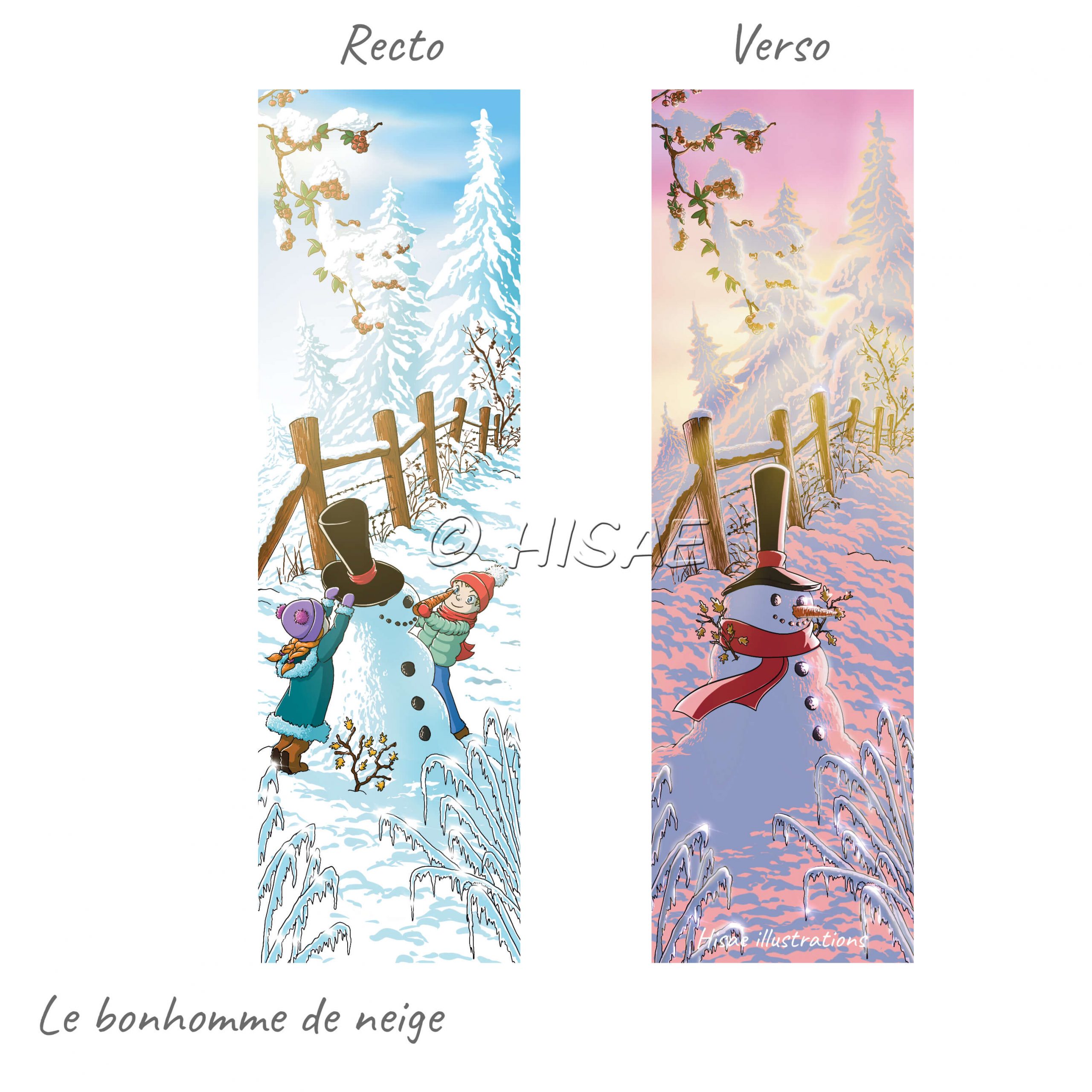 Le bonhomme de neige - MARQUE-PAGE- Hisae illustrations